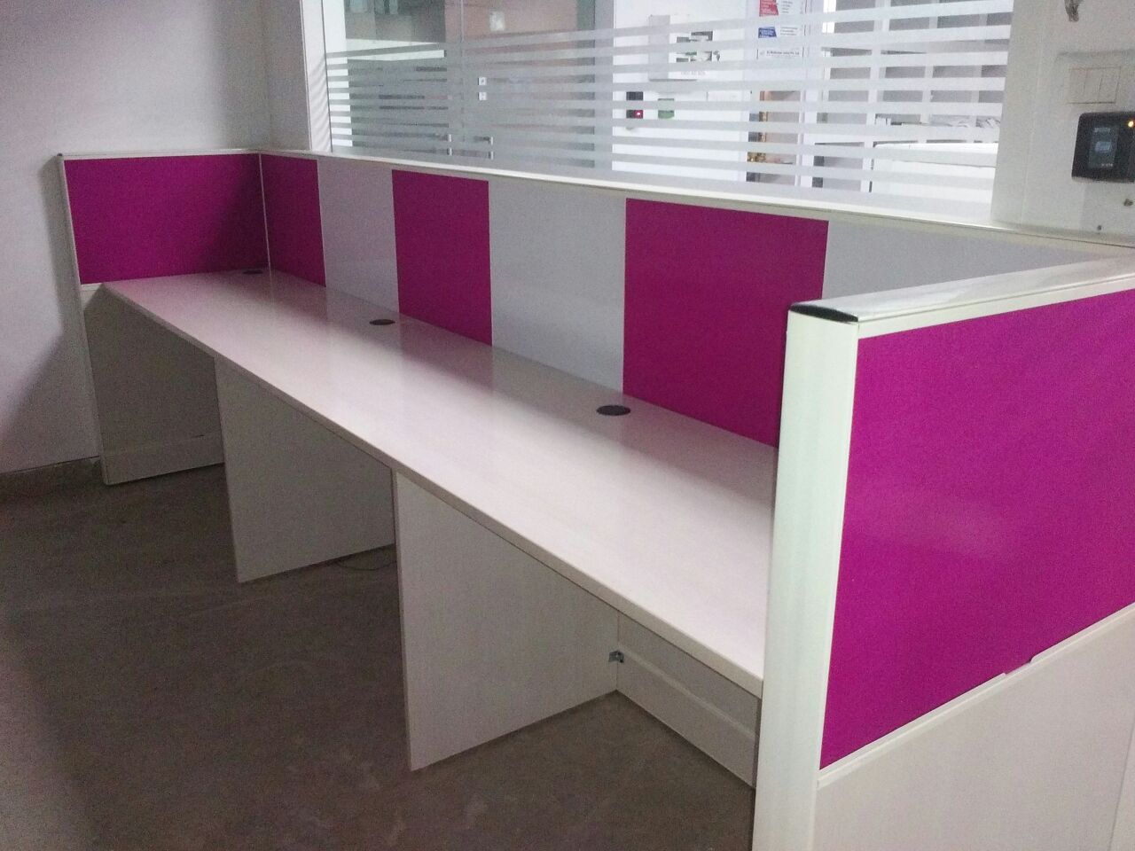 Clean training table with cable management grommets