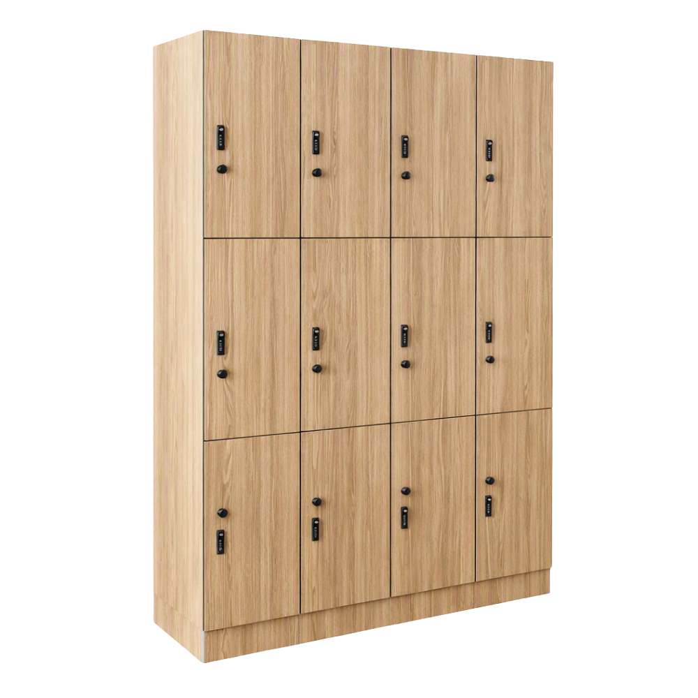 12-Door Wooden Locker Unit