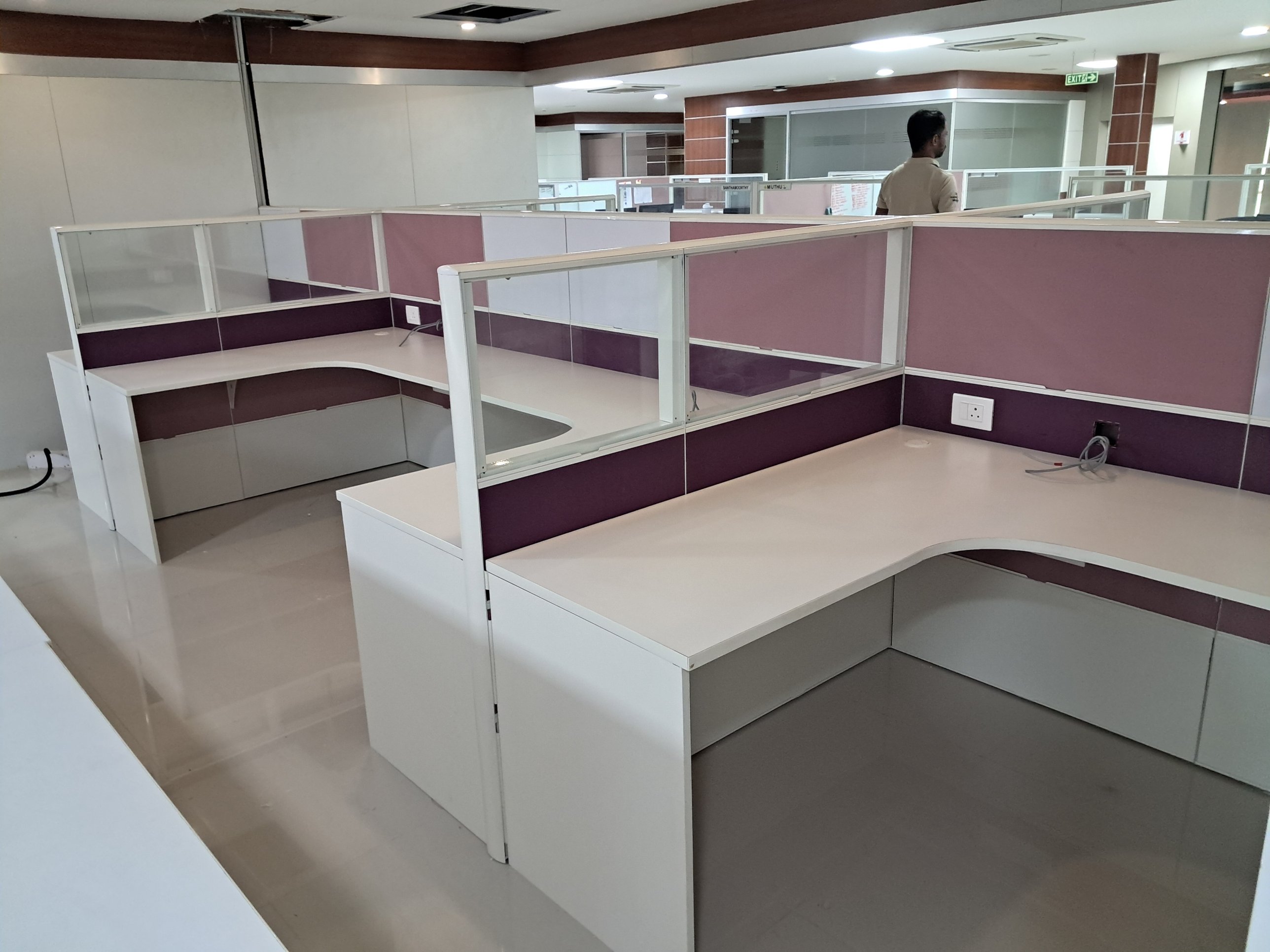 Completed pink rose workstation cluster – wide view